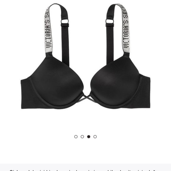 NWT Victoria’s Secret Very Sexy Black Push-Up Shine Strap Bra & Bikini Set 36C/M - Picture 3 of 8